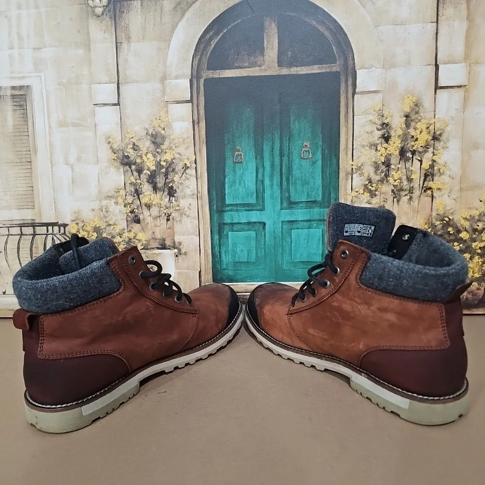 KEEN Mens Size 10 The Slater II Brown Leather Utility Ankle Boots